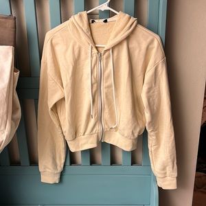 Crop light yellow forever 21 zip up